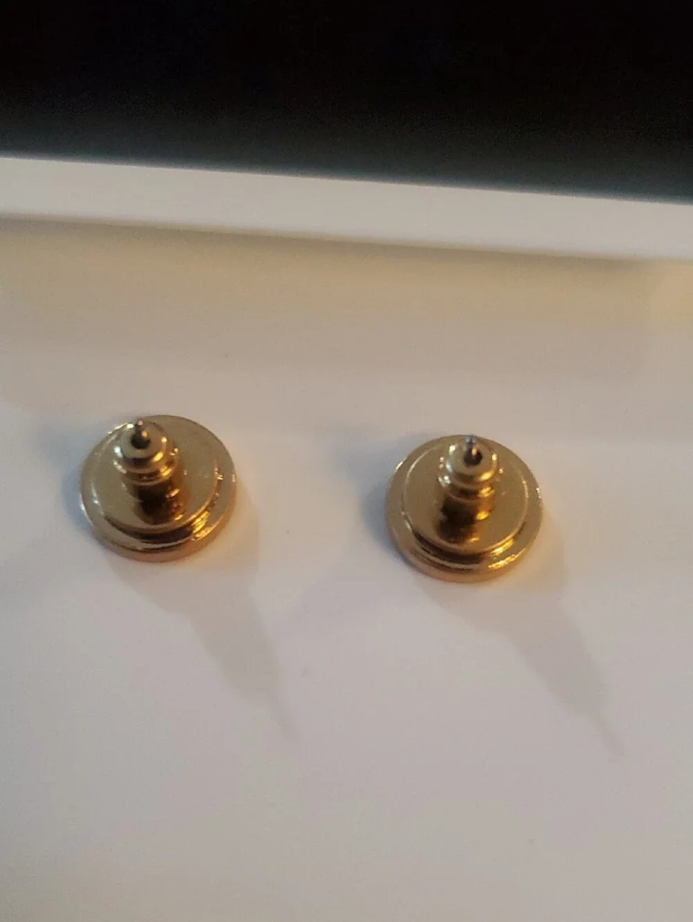 Tory Burch Green Enamel and Gold Logo Button Earrings